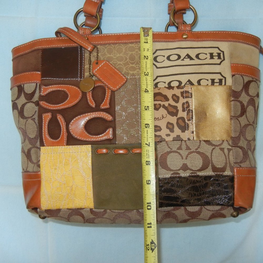 Coach Leather Gallery Purse Shoulder Bag Signature Brown Logo Hangtag Lined - Picture 11 of 14